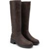 image:imageDREAM PAIRS Womens Lace Up Back Knee High Fashion Boots Low Block Heel Riding Boots Round Toe Side Zipper Fall BootsBrownnubuck