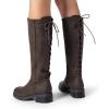 image:imageDREAM PAIRS Womens Lace Up Back Knee High Fashion Boots Low Block Heel Riding Boots Round Toe Side Zipper Fall BootsBrownnubuck