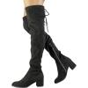 image:imageDREAM PAIRS Womens Laurence Over The Knee Thigh High Chunky Heel Boots Long Stretch Sexy Fall BootsBlack