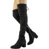 image:imageDREAM PAIRS Womens Laurence Over The Knee Thigh High Chunky Heel Boots Long Stretch Sexy Fall BootsBlackPu