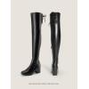 image:imageDREAM PAIRS Womens Laurence Over The Knee Thigh High Chunky Heel Boots Long Stretch Sexy Fall BootsBlackPu