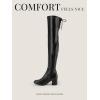 image:imageDREAM PAIRS Womens Laurence Over The Knee Thigh High Chunky Heel Boots Long Stretch Sexy Fall BootsBlackPu
