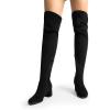 image:imageDREAM PAIRS Womens Laurence Over The Knee Thigh High Chunky Heel Boots Long Stretch Sexy Fall BootsBlacksuede
