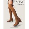 image:imageDREAM PAIRS Womens Laurence Over The Knee Thigh High Chunky Heel Boots Long Stretch Sexy Fall BootsBrownSuede