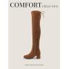 image:imageDREAM PAIRS Womens Laurence Over The Knee Thigh High Chunky Heel Boots Long Stretch Sexy Fall BootsBrownSuede