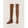 image:imageDREAM PAIRS Womens Laurence Over The Knee Thigh High Chunky Heel Boots Long Stretch Sexy Fall BootsBrownSuede