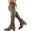 image:imageDREAM PAIRS Womens Laurence Over The Knee Thigh High Chunky Heel Boots Long Stretch Sexy Fall BootsKhaki