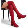 image:imageDREAM PAIRS Womens Laurence Over The Knee Thigh High Chunky Heel Boots Long Stretch Sexy Fall BootsRed