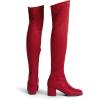 image:imageDREAM PAIRS Womens Laurence Over The Knee Thigh High Chunky Heel Boots Long Stretch Sexy Fall BootsRed
