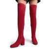 image:imageDREAM PAIRS Womens Laurence Over The Knee Thigh High Chunky Heel Boots Long Stretch Sexy Fall BootsRed