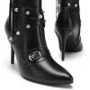 image:imageDREAM PAIRS Womens Metallic Stiletto Heeled Knee High Boots Sexy Fashion Pointed Toe Dress Boots with Stud and Zipper Tassel