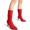 image:imageDREAM PAIRS Womens Mid Calf Boots High Heels Pointed Toe Zip Fashion Dressy BootRedsuede
