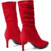 image:imageDREAM PAIRS Womens Mid Calf Boots High Heels Pointed Toe Zip Fashion Dressy BootRedsuede