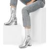image:imageDREAM PAIRS Womens Mid Calf Gogo Boots Low Block Heel Square Toe Ankle Boot with Zipper for Party Cosplay DanceMetallic Silver