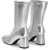 image:imageDREAM PAIRS Womens Mid Calf Gogo Boots Low Block Heel Square Toe Ankle Boot with Zipper for Party Cosplay DanceMetallic Silver