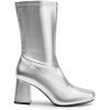 image:imageDREAM PAIRS Womens Mid Calf Gogo Boots Low Block Heel Square Toe Ankle Boot with Zipper for Party Cosplay DanceMetallic Silver