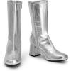 image:imageDREAM PAIRS Womens Mid Calf Gogo Boots Low Block Heel Square Toe Ankle Boot with Zipper for Party Cosplay DanceMetallic Silver