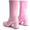 image:imageDREAM PAIRS Womens Mid Calf Gogo Boots Low Block Heel Square Toe Ankle Boot with Zipper for Party Cosplay DancePink