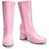 image:imageDREAM PAIRS Womens Mid Calf Gogo Boots Low Block Heel Square Toe Ankle Boot with Zipper for Party Cosplay DancePink