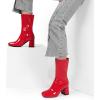 image:imageDREAM PAIRS Womens Mid Calf Gogo Boots Low Block Heel Square Toe Ankle Boot with Zipper for Party Cosplay DanceRed