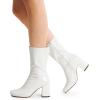image:imageDREAM PAIRS Womens Mid Calf Gogo Boots Low Block Heel Square Toe Ankle Boot with Zipper for Party Cosplay DanceWhitepat1