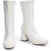 image:imageDREAM PAIRS Womens Mid Calf Gogo Boots Low Block Heel Square Toe Ankle Boot with Zipper for Party Cosplay DanceWhitepat1