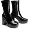 image:imageDREAM PAIRS Womens Mid Calf Gogo Boots Platform High Chunky Block Heel Square Toe Ankle BootsBlackpat