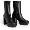 image:imageDREAM PAIRS Womens Mid Calf Gogo Boots Platform High Chunky Block Heel Square Toe Ankle BootsBlackpu