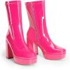 image:imageDREAM PAIRS Womens Mid Calf Gogo Boots Platform High Chunky Block Heel Square Toe Ankle BootsHot Pinkpat