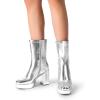 image:imageDREAM PAIRS Womens Mid Calf Gogo Boots Platform High Chunky Block Heel Square Toe Ankle BootsMetallic Silver