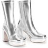 image:imageDREAM PAIRS Womens Mid Calf Gogo Boots Platform High Chunky Block Heel Square Toe Ankle BootsMetallic Silver