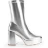 image:imageDREAM PAIRS Womens Mid Calf Gogo Boots Platform High Chunky Block Heel Square Toe Ankle BootsMetallic Silver