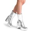 image:imageDREAM PAIRS Womens Mid Calf Gogo Boots Platform High Chunky Block Heel Square Toe Ankle BootsMetallic Silver
