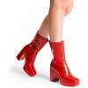 image:imageDREAM PAIRS Womens Mid Calf Gogo Boots Platform High Chunky Block Heel Square Toe Ankle BootsRedpat