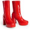 image:imageDREAM PAIRS Womens Mid Calf Gogo Boots Platform High Chunky Block Heel Square Toe Ankle BootsRedpat