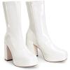 image:imageDREAM PAIRS Womens Mid Calf Gogo Boots Platform High Chunky Block Heel Square Toe Ankle BootsWhitepat