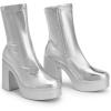 image:imageDREAM PAIRS Womens Platform Gogo Ankle Boots High Chunky Block Heel Square Toe Booties ShoesSilver