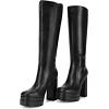 image:imageDREAM PAIRS Womens Platform Heeled Knee High Boots Long Chunky Tall Gogo Boots for FallBlack