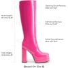image:imageDREAM PAIRS Womens Platform Heeled Knee High Boots Long Chunky Tall Gogo Boots for FallHot Pinkpat