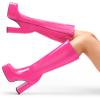 image:imageDREAM PAIRS Womens Platform Heeled Knee High Boots Long Chunky Tall Gogo Boots for FallHot Pinkpat