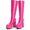 image:imageDREAM PAIRS Womens Platform Heeled Knee High Boots Long Chunky Tall Gogo Boots for FallHot Pinkpat