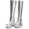 image:imageDREAM PAIRS Womens Platform Heeled Knee High Boots Long Chunky Tall Gogo Boots for FallMetallic Silver