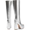 image:imageDREAM PAIRS Womens Platform Heeled Knee High Boots Long Chunky Tall Gogo Boots for FallMetallic Silver