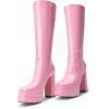 image:imageDREAM PAIRS Womens Platform Heeled Knee High Boots Long Chunky Tall Gogo Boots for FallPink