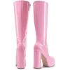 image:imageDREAM PAIRS Womens Platform Heeled Knee High Boots Long Chunky Tall Gogo Boots for FallPink