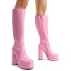 image:imageDREAM PAIRS Womens Platform Heeled Knee High Boots Long Chunky Tall Gogo Boots for FallPink