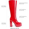 image:imageDREAM PAIRS Womens Platform Heeled Knee High Boots Long Chunky Tall Gogo Boots for FallRedpat