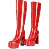 image:imageDREAM PAIRS Womens Platform Heeled Knee High Boots Long Chunky Tall Gogo Boots for FallRedpat