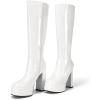 image:imageDREAM PAIRS Womens Platform Heeled Knee High Boots Long Chunky Tall Gogo Boots for FallWhitepat