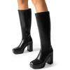 image:imageDREAM PAIRS Womens Platform Knee High Boots Chunky Block Heel Side Zipper Cute Gogo BootsBlackpu